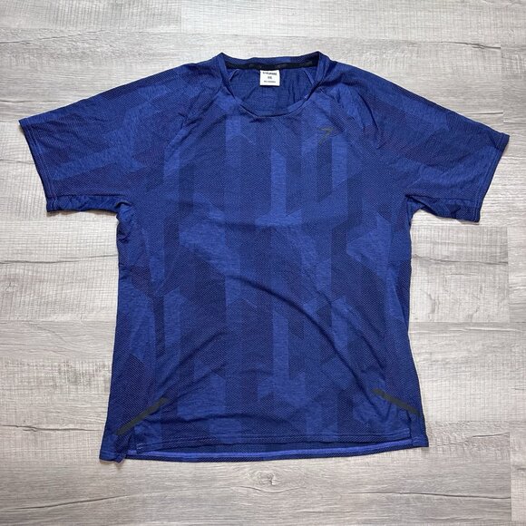 Gymshark Apex T-Shirt Men's 2XL XXL Blue Crew Neck Performance Jacquard Slim Fit - Picture 1 of 9